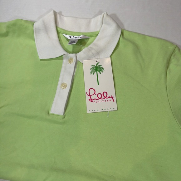 Lilly Pulitzer New Shrunken Polo Size XL Preppy Golf Tennis Palm Green - Picture 2 of 9